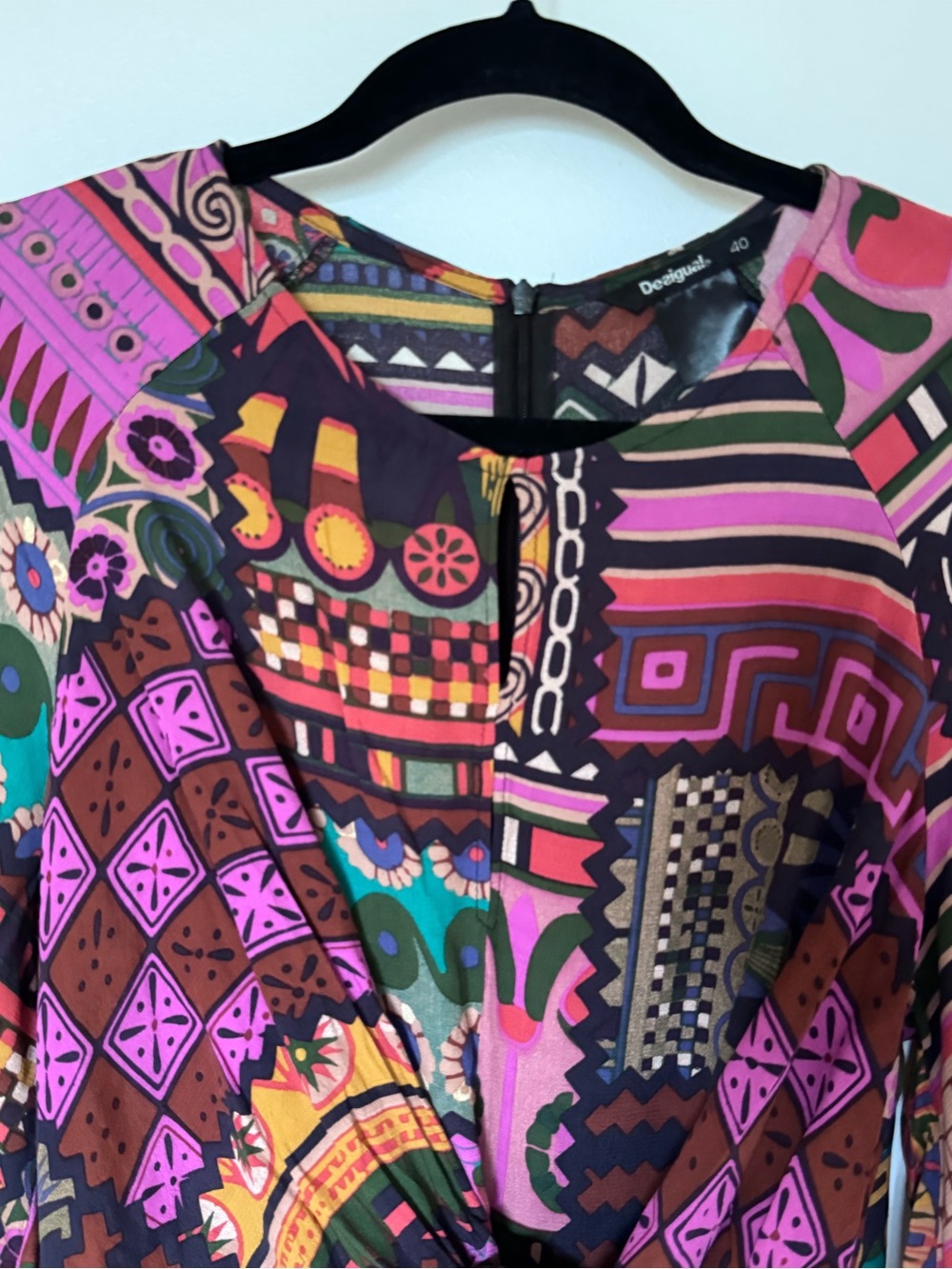 Desigual Multicolor Geometric & Floral Print Dress — Purple, Pink, Green, Orange - Picture 4 of 10